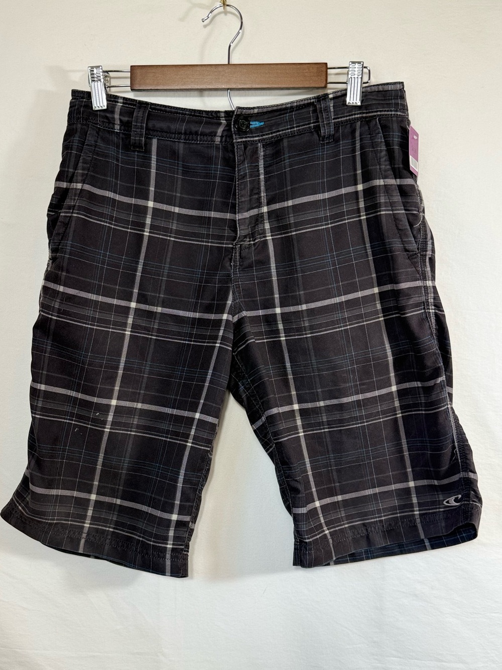 O'Neill Black & Gray Plaid Hybrid Shorts